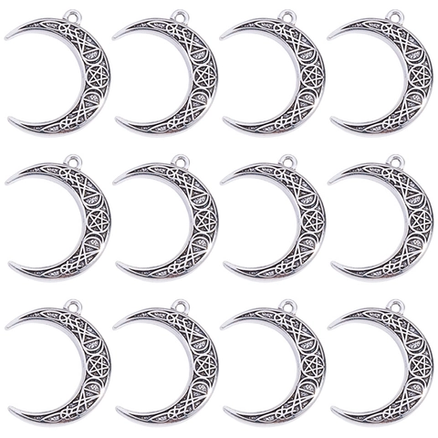 Vintage Alloy Celtic Moon Pentagram Pendant Antique Silver Moon Star Sky Rune Charms For Jewelry Making DIY Accessories