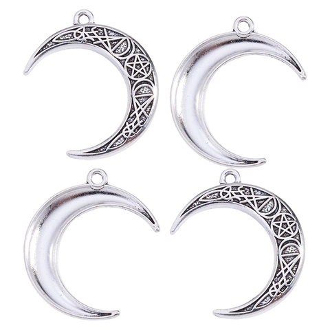Vintage Alloy Celtic Moon Pentagram Pendant Antique Silver Moon Star Sky Rune Charms For Jewelry Making DIY Accessories
