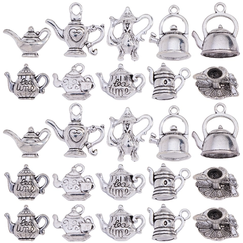Vintage Antique Silver Alloy Teapot Tea Cup And Aladdin Lamp Charms For DIY Necklace Bracelet Jewelry Making Accessories