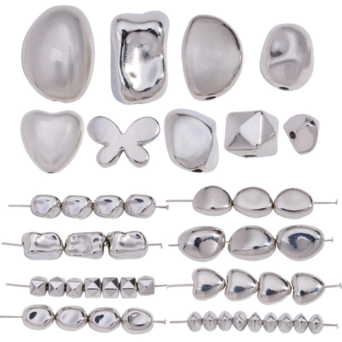 Silver Plastic CCB Beads Butterfly Heart Geometric Spacer Beads For DIY Jewelry Making Bracelet Necklace Handmade Craft Loose Beads