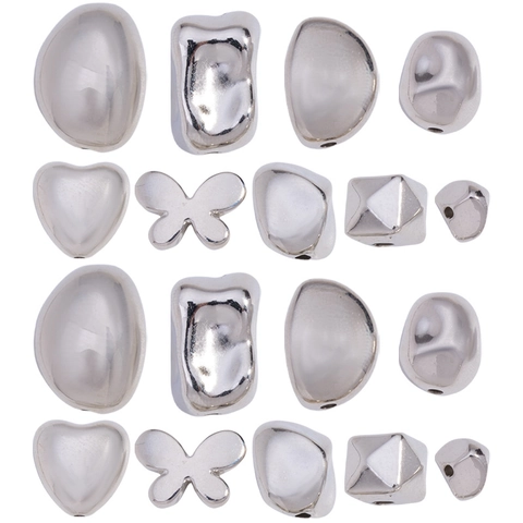 Silver Plastic CCB Beads Butterfly Heart Geometric Spacer Beads For DIY Jewelry Making Bracelet Necklace Handmade Craft Loose Beads