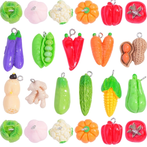Colgantes de Resina de Verduras de Simulación para la Creación de Joyas DIY Amuletos de Comida en 3D de Colores para Pendientes Llavero Accesorios Artesanales