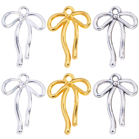 Colgantes de Aleación con Lazo para Creación de Joyas DIY Collar Pulsera Accesorios Dijes de Nudo de Cinta Mujer