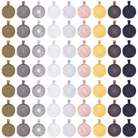 Round Alloy Bezel Trays Pendant Base Frames For DIY Jewelry Making Vintage Cabochon Settings Photo Frames Charms Components
