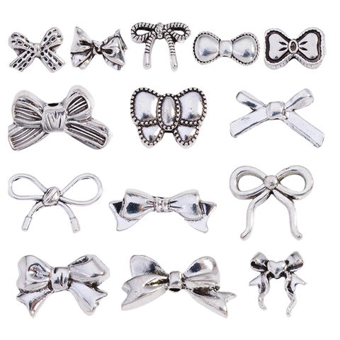 Vintage Legering Strik Hangers Kralen Voor DIY Sieraden Maken Retro Zilveren Strik Tussenkralen Voor Armband Ketting Telefoonketting Accessoires