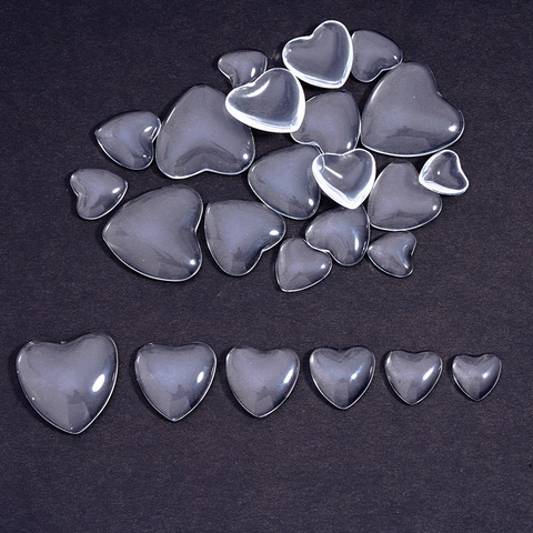 Cabujones de Vidrio Transparente en Forma de Corazón Parte Posterior Plana Azulejos de Vidrio para Fabricación de Joyas DIY Cuentas de Corazón