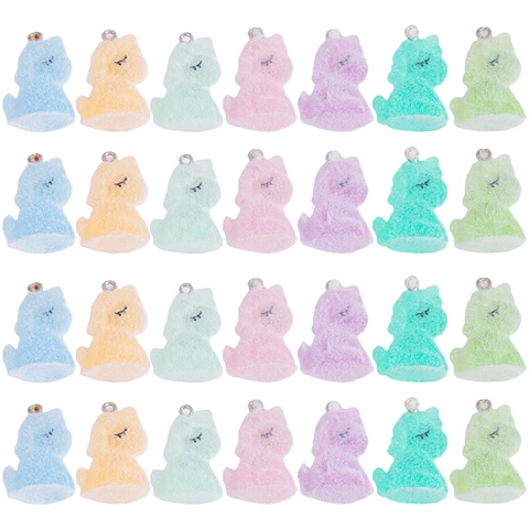 Cartoon Animal Flocked Resin Pendant Cute Simulation Flocking Cat Dog Unicorn Charm For DIY Jewelry Keychain Making Accessories