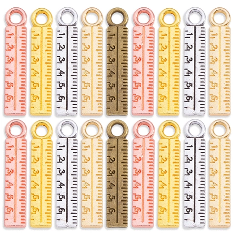Alloy Mini Ruler Charms Scale Design Stationery Style Pendants For DIY Jewelry Making Necklace Bracelet Antique Gold Silver Charms