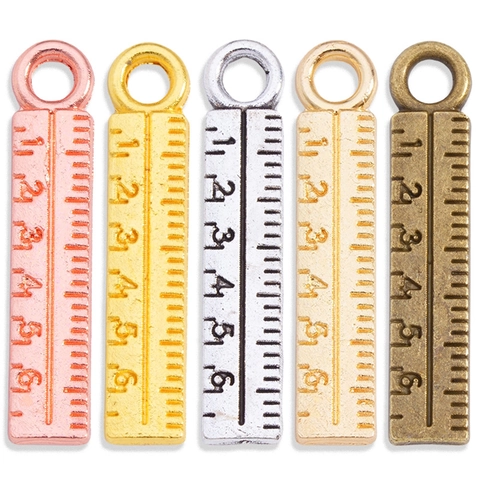 Alloy Mini Ruler Charms Scale Design Stationery Style Pendants For DIY Jewelry Making Necklace Bracelet Antique Gold Silver Charms