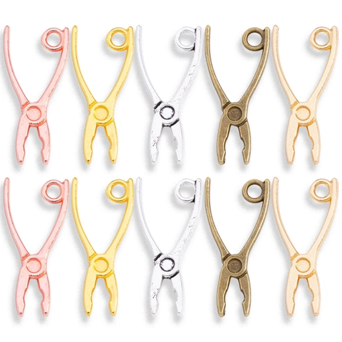 Alloy Pliers Shape Mini Pendants For Creative DIY Jewelry Making Necklace Accessories Electroplated Metal Tools Charms