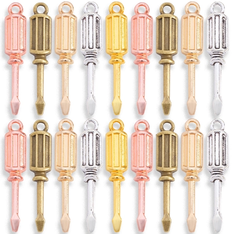 Mini Alloy Screwdriver Pendant DIY Jewelry Accessory Screwdriver Shape Craft Charms For Keychain Necklace Making Industrial Style Pendant