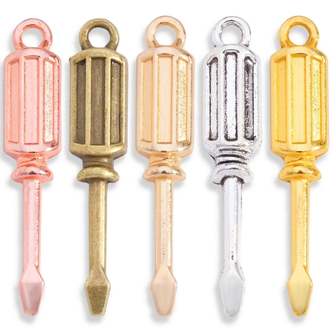 Mini Alloy Screwdriver Pendant DIY Jewelry Accessory Screwdriver Shape Craft Charms For Keychain Necklace Making Industrial Style Pendant