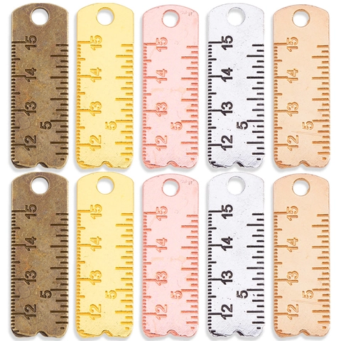 Vintage Alloy Ruler Shape Charms Pendants DIY Jewelry Making Accessories For Necklace Bracelet Electroplated Metal Ruler Scales Decorative Pendants
