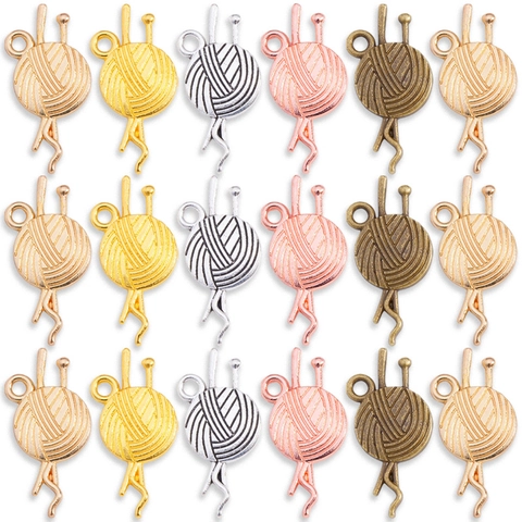 Vintage Alloy Yarn Ball With Knitting Needles Pendant For DIY Necklace Bracelet Jewelry Making Accessory Craft Charm