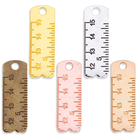Vintage Alloy Ruler Shape Charms Pendants DIY Jewelry Making Accessories For Necklace Bracelet Electroplated Metal Ruler Scales Decorative Pendants