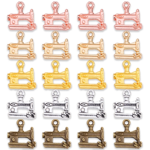 Retro Alloy Sewing Machine Charms DIY Jewelry Making Accessories Antique Silver Gold Bronze Metal Pendants For Bracelets