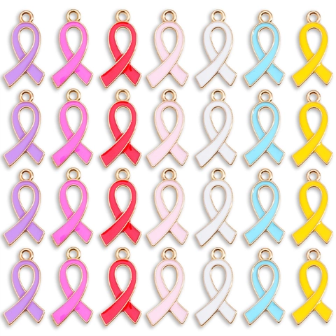 Pendaglio in Lega a Forma di Nastro di Sensibilizzazione Smaltato Ciondolo Colorato per Fai da Te Orecchini Collane Accessori
