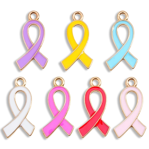 Pendaglio in Lega a Forma di Nastro di Sensibilizzazione Smaltato Ciondolo Colorato per Fai da Te Orecchini Collane Accessori