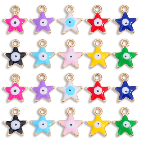 Legering Emaille Ster Boze Oog Bedeltjes Veelkleurig Pentagram Voor DIY Sieraden Maken Ketting Armband Oorbellen