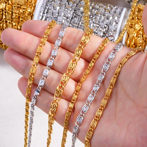 304 Stainless Steel DIY Jewelry Making Chain Sunflower Pattern Links Gold Plated Chain Roll For Necklace Bracelet Clothing Bags