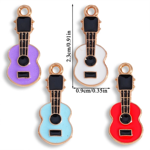 Alloy Guitar Enamel Pendant Charms Colorful Musical Instrument Shapes For DIY Jewelry Making Necklace Bracelet Finding Accessories