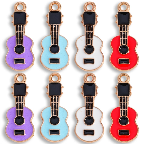 Alloy Guitar Enamel Pendant Charms Colorful Musical Instrument Shapes For DIY Jewelry Making Necklace Bracelet Finding Accessories