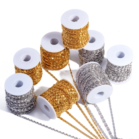 304 Stainless Steel DIY Jewelry Making Chain Sunflower Pattern Links Gold Plated Chain Roll For Necklace Bracelet Clothing Bags