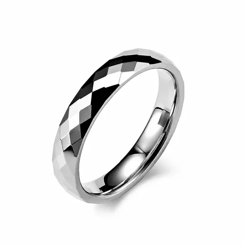 4mm Tungsten Steel Faceted Rhombic Cut Ring Polished Tungsten Carbide Minimalist Wedding Band For Men Women Neutral Jewelry