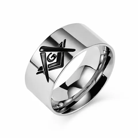 Masonic Freemason Ring For Men Stainless Steel Polished Wide Band Vintage Gothic Punk Jewelry Gold Silver Black Masonic Ring