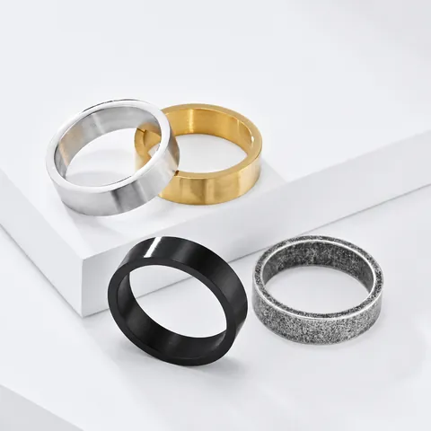 Bague en Acier Inoxydable Mat Brossé Minimaliste pour Homme Femme Unisexe Punk Gothique Bijoux de Mode Cadeau