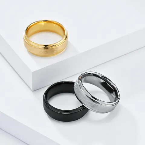 Herren Minimalistisch Titanstahl Ring Matt Gebürstete Oberfläche Polierte Kante Mode Band Ring Schmuck Zubehör Geschenk