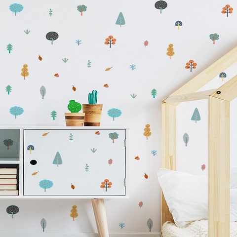Adesivi Murali Alberi della Foresta Cartoon PVC Autoadesivi Cameretta Letto Casa Moderna Decorazione Estetica Adesivi per Pareti