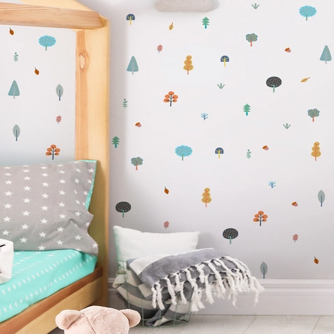 Adesivi Murali Alberi della Foresta Cartoon PVC Autoadesivi Cameretta Letto Casa Moderna Decorazione Estetica Adesivi per Pareti