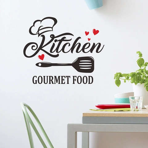Kitchen Wall Sticker DIY PVC Removable Gourmet Food Slogan Mural Decal For Dining Room Home Decoration Modern Minimalist Style
