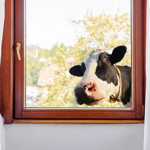 Creativo Adesivo da Parete Mucca Dipinto Rimovibile Decalcomania per Finestre PVC per Porte in Vetro Casa Sfondo Decorazione