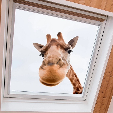 Creative Peeking Giraffe Window Sticker Waterproof PVC Animal Wall Decal For Glass Door Home Background Wall Decoration