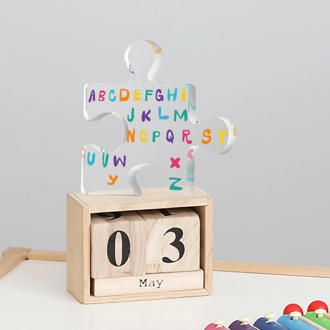Creativo Ornamento da Scrivania con Lettere dell'Alfabeto in PVC a Forma di Puzzle per Educazione Bambini Decorazione Casa