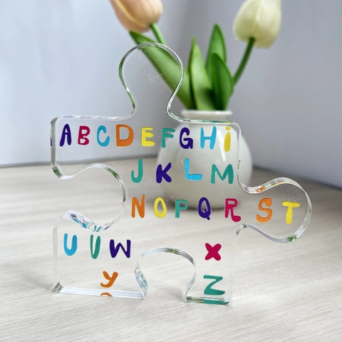 Creativo Ornamento da Scrivania con Lettere dell'Alfabeto in PVC a Forma di Puzzle per Educazione Bambini Decorazione Casa