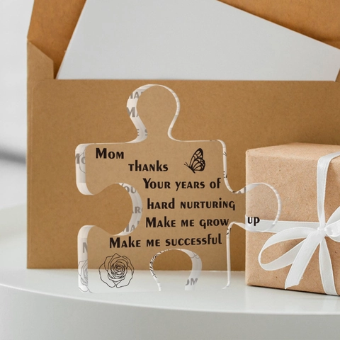 Acrylic Puzzle Piece Desktop Ornament Mom Thank You Message Heartfelt Gift For Mothers Day Modern Home Bedroom Decoration