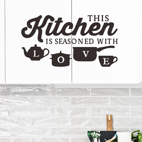 This Kitchen Is Seasoned With Love Quote Wall Sticker DIY Removable Vinyl Art Decal Home Kitchen Dining Room Wall Decor