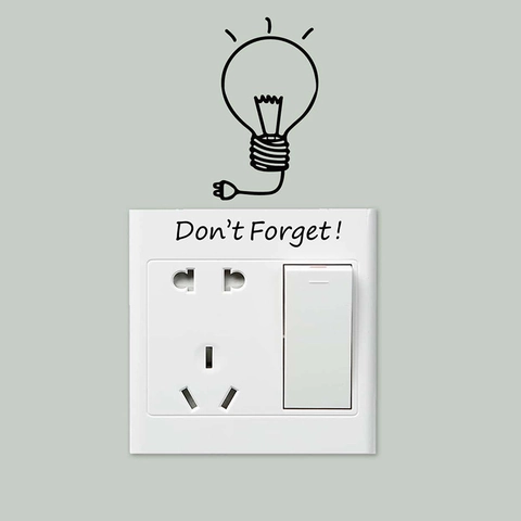 Creatieve Gloeilamp Muursticker Don't Forget Belettering PVC Schakelaar Sticker Voor Slaapkamer Woonkamer Minimalistische Decor