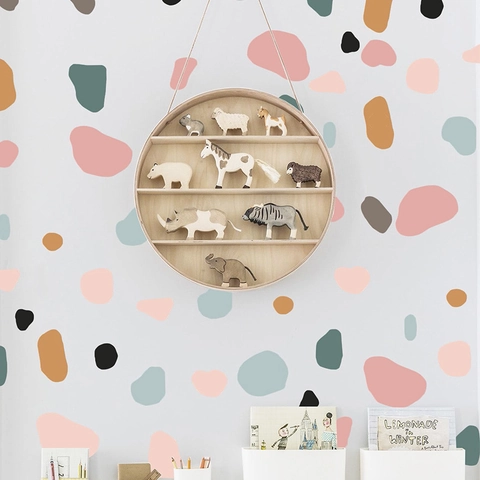 Morandi Terrazzo Pattern Wall Stickers Modern Minimalist Nordic Style Irregular Geometric Color Block PVC Decal For Home Decor