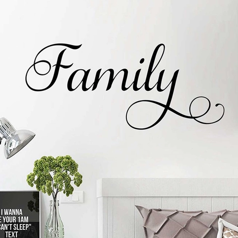 Autocollant Mural en PVC Avec Citations Artistiques Family Décalcomanie Noire Minimaliste Moderne pour Salon Chambre Bureau