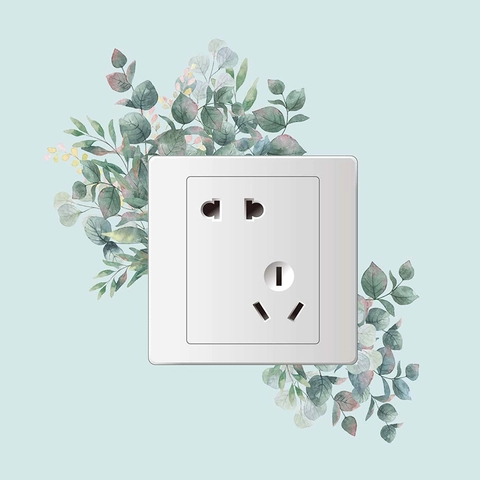 Adesivo Interruttore Luce Pianta Verde Eucalipto Acquerello PVC Decalcomania Botanica da Parete Decorazione per Presa Casa