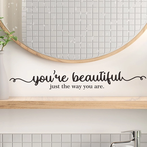 Inspirational Zitat You Are Beautiful Just The Way You Are Wandtattoo PVC Schwarz Schriftzug Aufkleber Für Zuhause Dekor