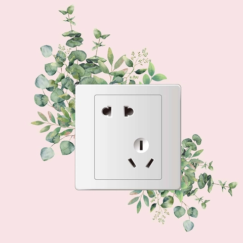 Eucalyptus Groen Blad Lichtknop Sticker PVC Waterdicht Muursticker Aquarell Plant Patroon Verwijderbaar Woonkamer Decoratie