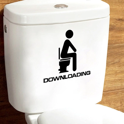 Creative Cartoon Figure Toilet Sticker Waterproof PVC Bathroom Decoration Downloading Letter Humorous Removable Wall Decal