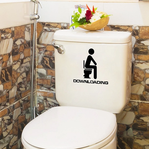 Creative Cartoon Figure Toilet Sticker Waterproof PVC Bathroom Decoration Downloading Letter Humorous Removable Wall Decal