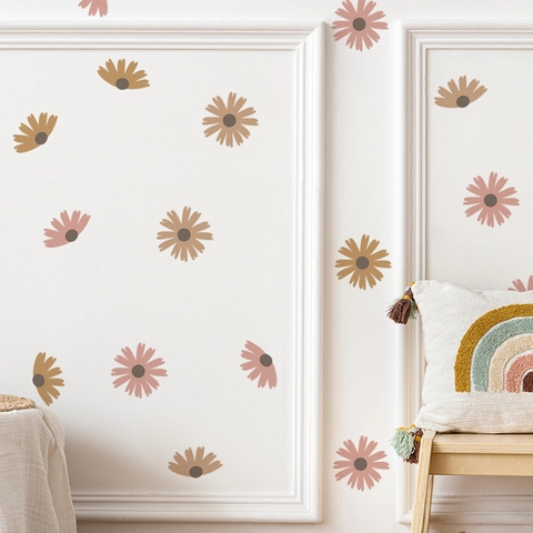 Vinilos De Pared Margarita Color Morandi PVC Flor Minimalista Calcomanías DIY Para Sala De Estar Dormitorio Decoración Del Hogar