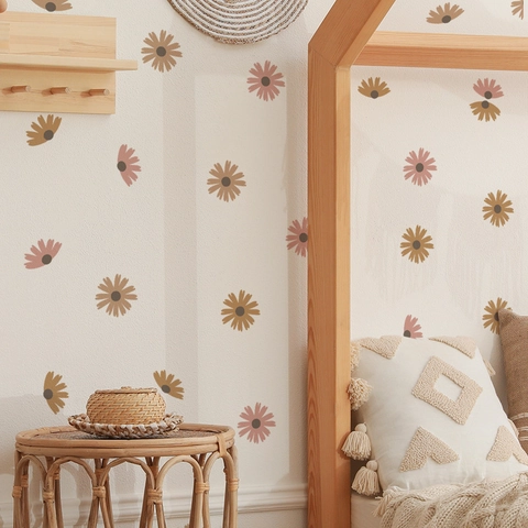 Vinilos De Pared Margarita Color Morandi PVC Flor Minimalista Calcomanías DIY Para Sala De Estar Dormitorio Decoración Del Hogar